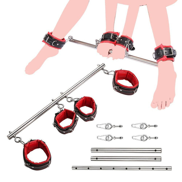 Leather Look Stainless Steel Extendable Spreader Bar - LUSTLOVER