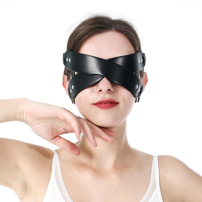 PU leather Eye Mask with Cross Adjustable Shading - LUSTLOVER