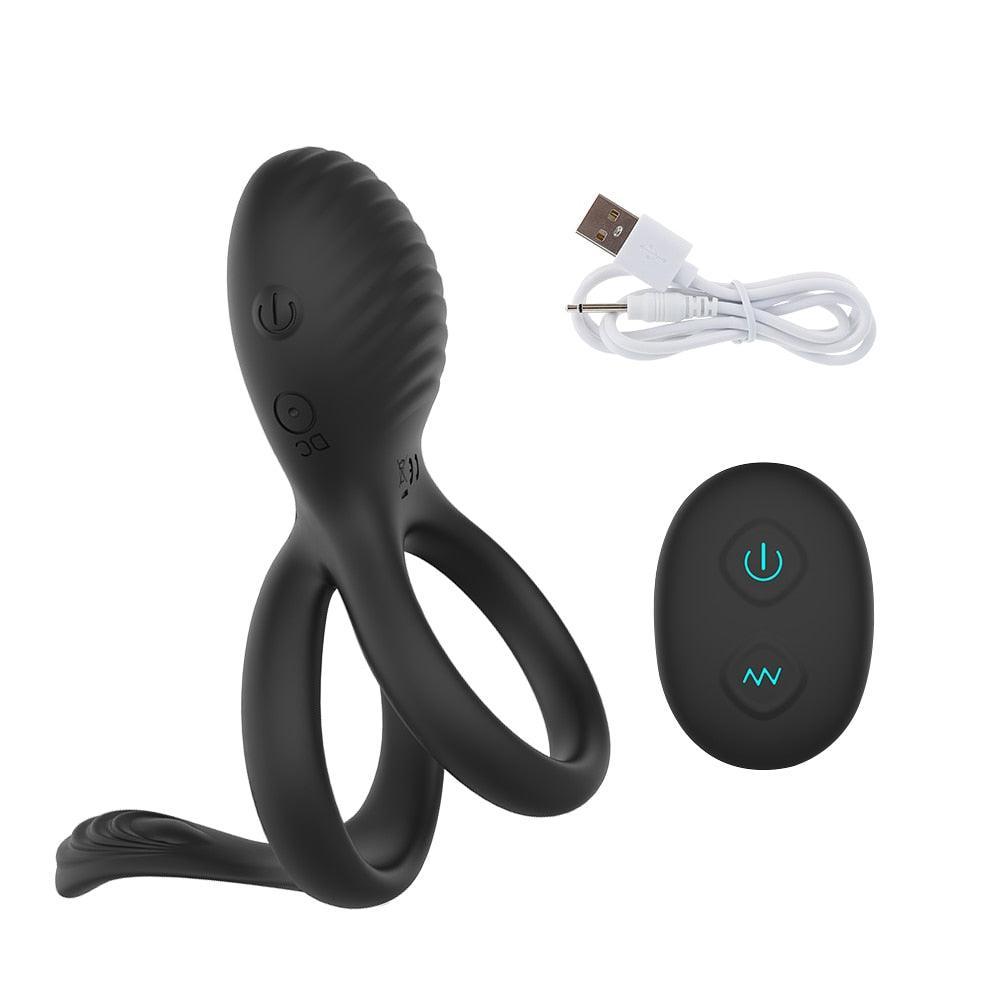 Remote Vibrating Double Cock Ring - LUSTLOVER